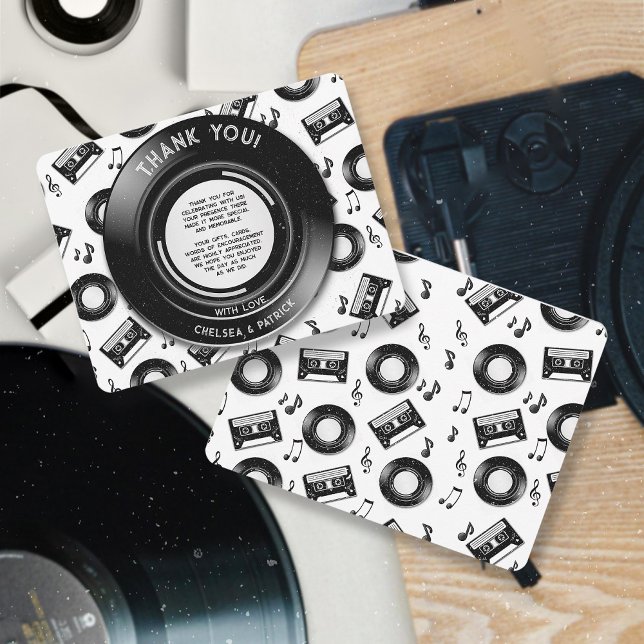 Carte De Remerciements Cute disque vinyle et bande de cassette Musique ré (Créateur téléchargé)