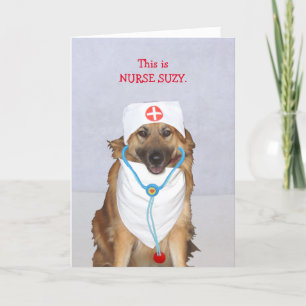Carte De Remerciements Cute Dog Nurse Get Well Card