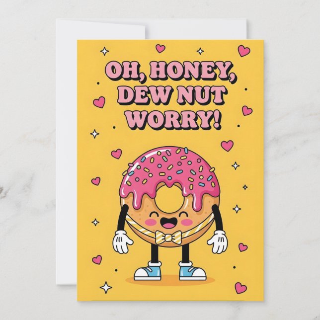 Carte De Remerciements Cute Donut Pun Oh Honey Dew Nut Worry Encouraging (Devant)