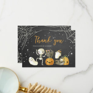 Carte De Remerciements Cute Éffrayant Ghosts Chats Halloween Baby shower 