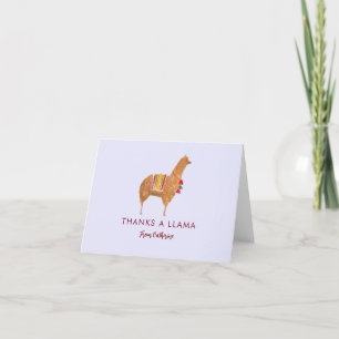 Carte De Remerciements Cute Elegant Llama Alpaca animal Illustré à la mai