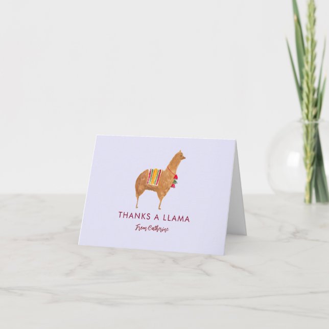Carte De Remerciements Cute Elegant Llama Alpaca animal Illustré à la mai (Devant)