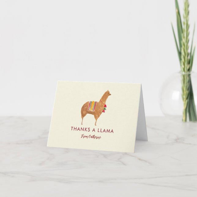 Carte De Remerciements Cute Elegant Llama Alpaca animal Illustré à la mai (Devant)