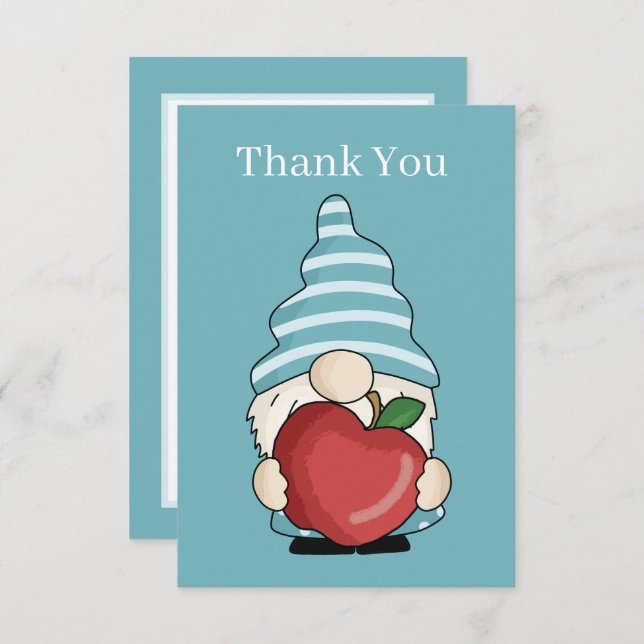 Carte De Remerciements Cute Enseignant gnome ajouter un sentiment (Devant / Derrière)