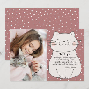 Carte De Remerciements Cute et moderne Kitten avec photo Anniversaire