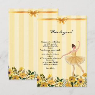 Carte De Remerciements Cute Floral Jaune Ballerina Baby shower
