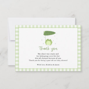 Carte De Remerciements Cute Frog Thème Baby shower Petit