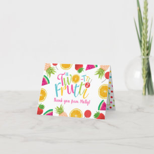 Carte De Remerciements Cute Fruits à deux tti 2e anniversaire