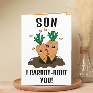 Carte De Remerciements Cute Funny Carrot Pun Son Joyeux Anniversaire