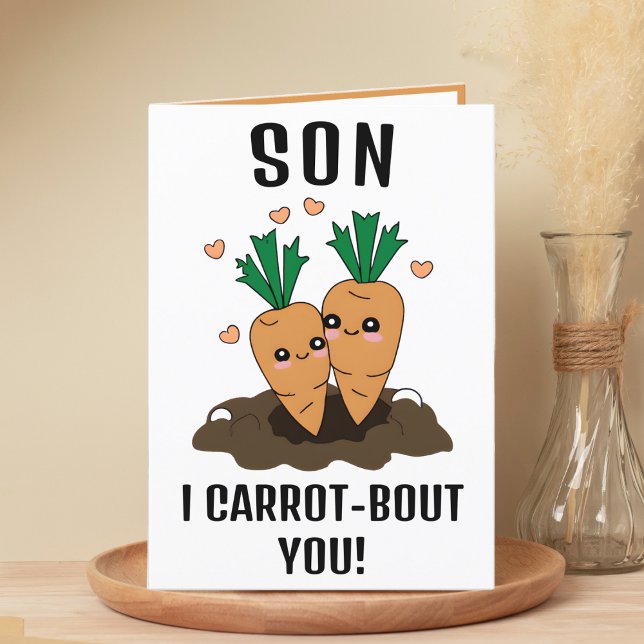 Carte De Remerciements Cute Funny Carrot Pun Son Joyeux Anniversaire (cute funny carrot birthday card for son)