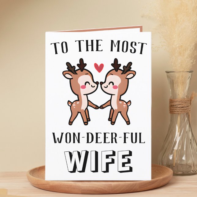 Carte De Remerciements Cute Funny Deer Buck Merveilleuse Femme Anniversai (cute deer birthday card for wife)