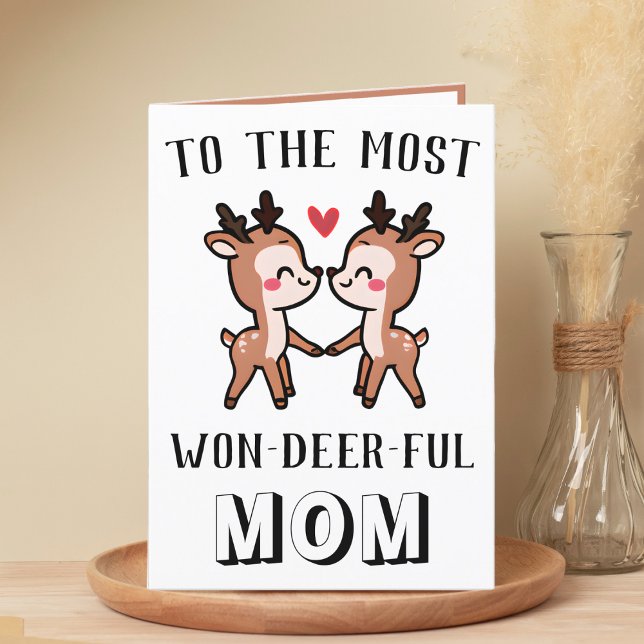 Carte De Remerciements Cute Funny Deer Buck Merveilleux Maman Anniversair (cute deer birthday card for mom)