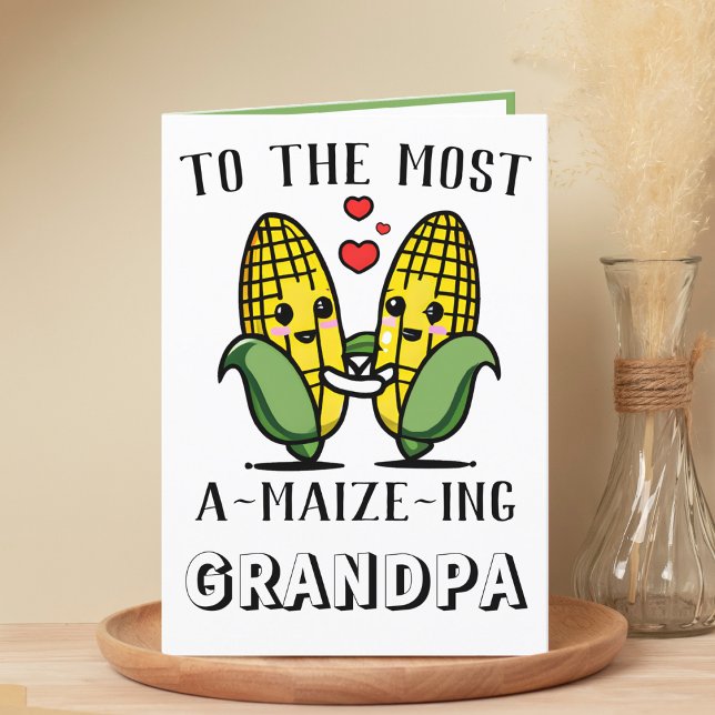 Carte De Remerciements Cute Funny Maize Maïs Pun grand père Fête des père (cute corn amazing grandfather happy birthday greeting card)