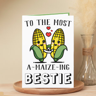 Carte De Remerciements Cute Funny Maize Maïs Pun meilleur ami Anniversair
