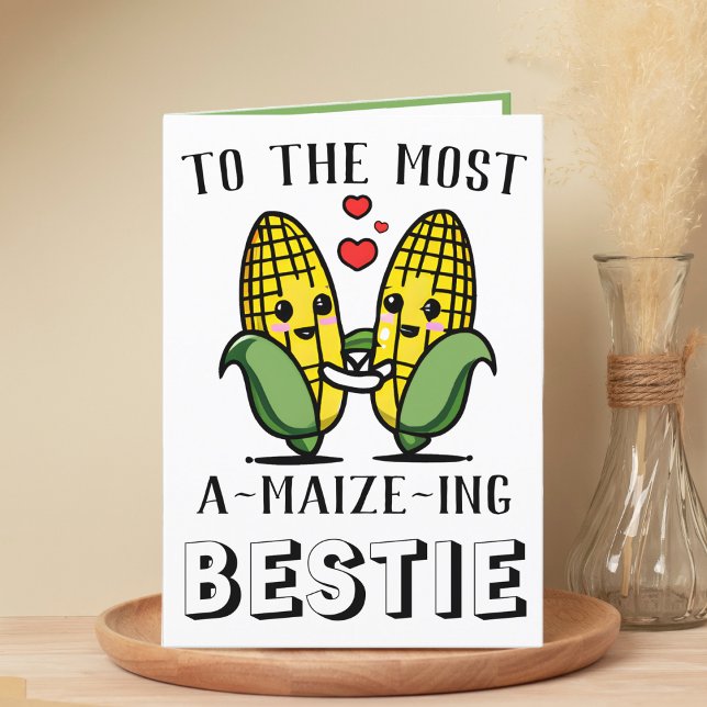 Carte De Remerciements Cute Funny Maize Maïs Pun meilleur ami Anniversair (cute corn on the cob birthday card for best friend)