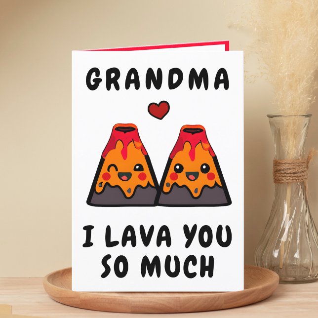 Carte De Remerciements Cute Funny Volcano Lava Grand-mère Joyeux annivers (cute, funny volcano lava I love you happy birthday card for grandmother / grandfather)