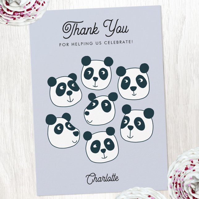Carte De Remerciements Cute Giant Panda Ours (Cute Panda Bear personalized text thank you card)