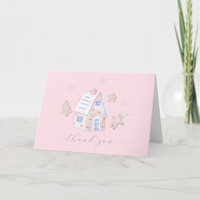 Carte De Remerciements Cute Girl Gingerbread Village Baby Shower (Devant)