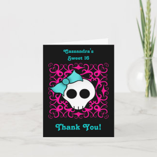 Carte De Remerciements Cute gothic skull