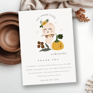 Carte De Remerciements Cute Halloween Blue Ghost Little Boo Baby shower