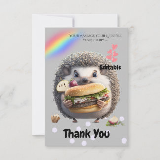 Carte De Remerciements Cute Hedgehog Burger