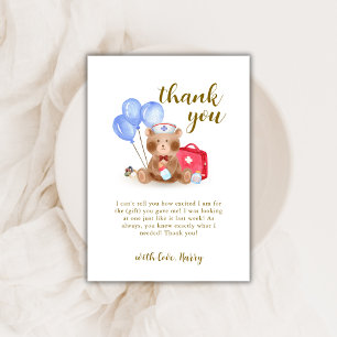 Carte De Remerciements Cute infirmière docteur Teddy Bear Baby shower de 