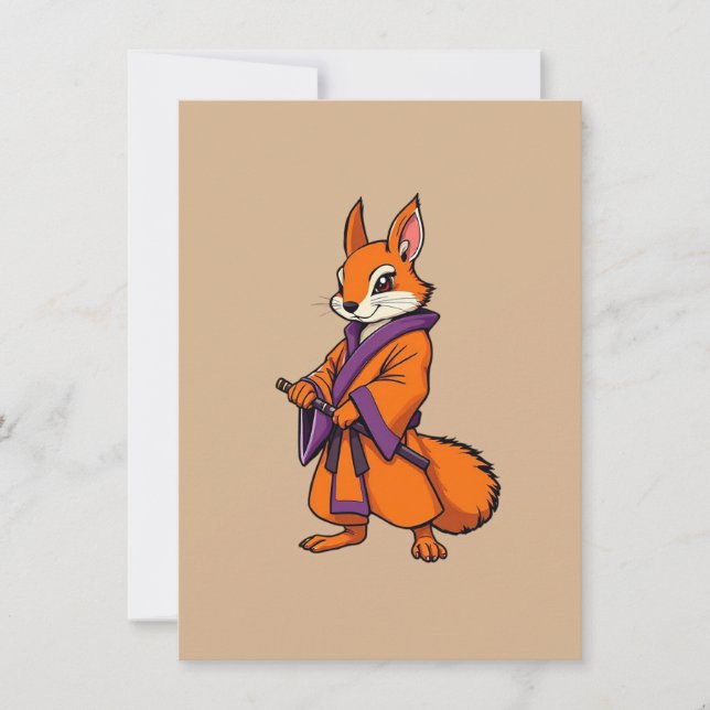 Carte De Remerciements Cute Japanese Samurai Squirrel (Devant)