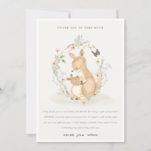 Carte De Remerciements Cute Joey Mama Kangaroo Baby shower de couronnes f