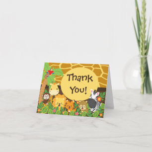 Carte De Remerciements Cute Jungle Safari Animals Thank You