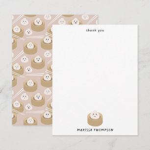 Carte De Remerciements Cute Kawaii Dumplings Baguettes en vapeur