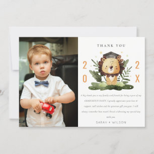 Carte De Remerciements Cute Kids Lion Foliage Photo Remise de diplôme de