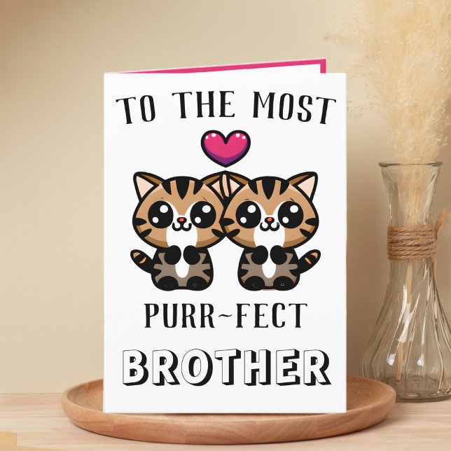 Carte De Remerciements Cute Kitty Chat Kitten Pun Brother Joyeux Annivers (cute kitten purr birthday card for brother)
