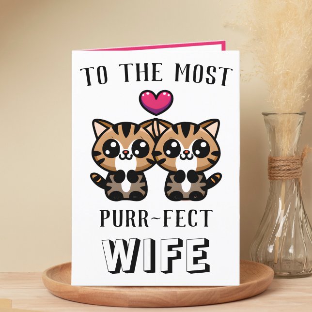Carte De Remerciements Cute Kitty Chat Kitten Pun Femme Joyeux Anniversai (cute kitten purr birthday card for wife)