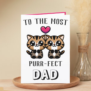 Carte De Remerciements Cute Kitty Chat Kitten Pun Papa Joyeux Anniversair