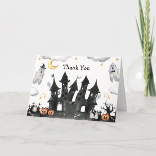 Carte De Remerciements Cute Little Boo Ghost House Baby shower