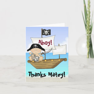 Carte De Remerciements Cute Little Buccaneer Baby Boy Pirate Thank You