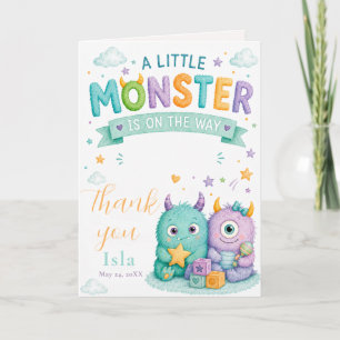 Carte De Remerciements Cute Little Monster Baby Shower Halloween