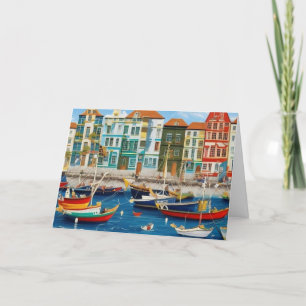 Carte De Remerciements Cute Little Ville touristique imaginaire portuaire