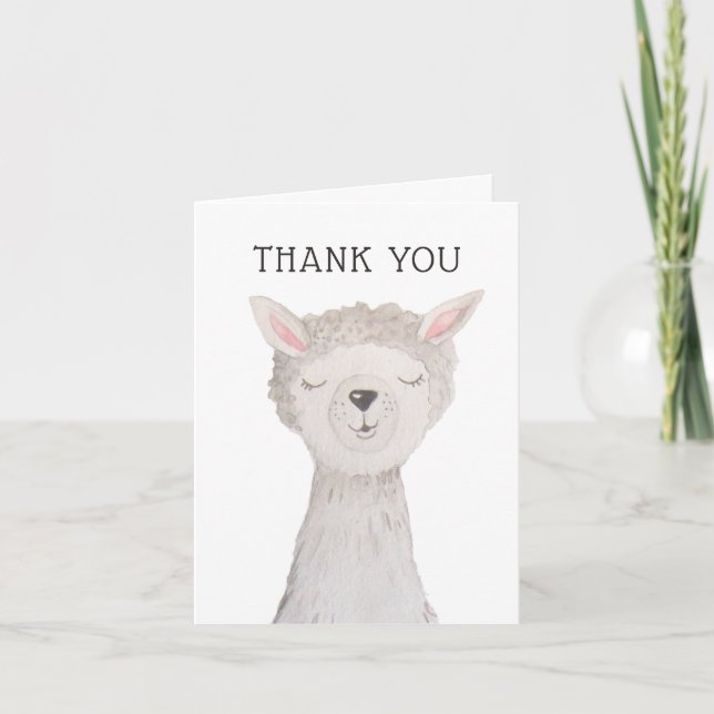 Carte De Remerciements Cute Llama | Fête d'anniversaire enfant thème Alpa (Devant)