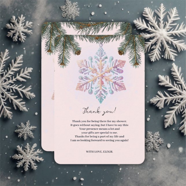 Carte De Remerciements Cute Moderne Snowflakes hiver Baby shower mignon (Créateur téléchargé)