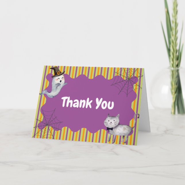 Carte De Remerciements Cute Moderne Un Petit Boo Ghost Baby shower Chat (Devant)