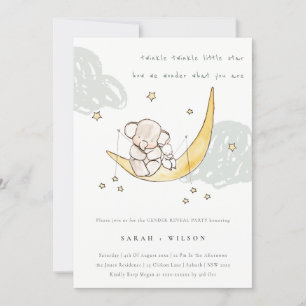 Carte De Remerciements Cute Moon Star Elephant Bunny Genre Reveal Invitat