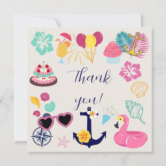 Carte De Remerciements   Cute Nautical Birthday Thank You Card (Devant)