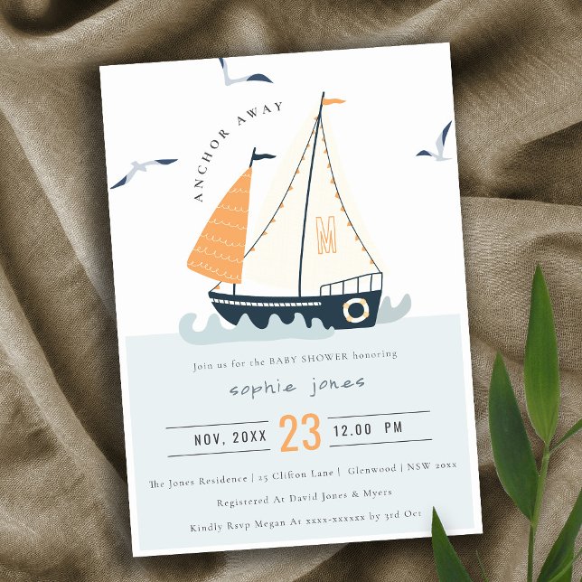 Carte De Remerciements Cute Nautical Sailboat Pastel Baby shower Invitati (Créateur téléchargé)