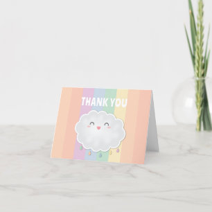 Carte De Remerciements Cute nuage Raindrops Baby shower arc-en-ciel