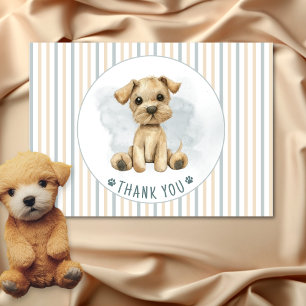 Carte De Remerciements Cute Oh garçon Chiot Baby shower bleu blanc