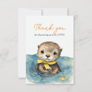 Carte De Remerciements Cute Otter Baby shower neutre pour les femmes
