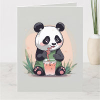 Cute Panda boire du thé à bulle, du boba tea