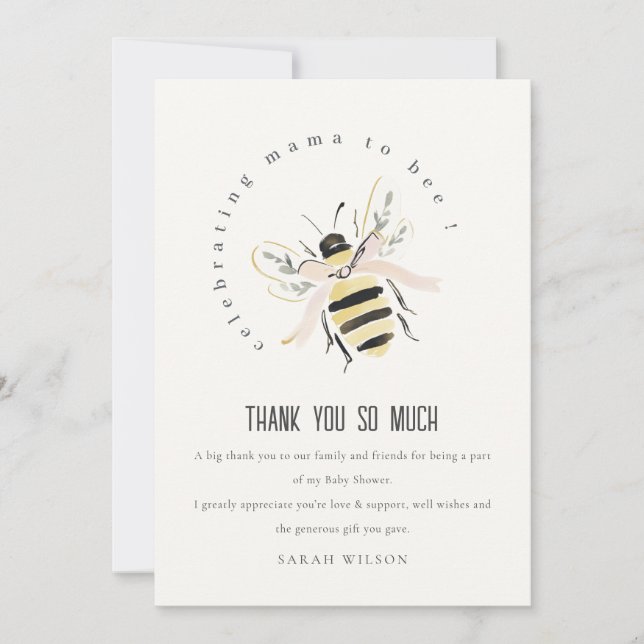 Carte De Remerciements Cute Pastel Mum To Bee Neutral Baby Shower (Devant)