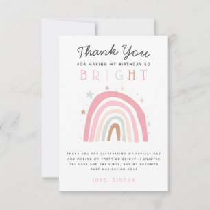Carte De Remerciements Cute Pastel Rainbow Girls Anniversaire Party
